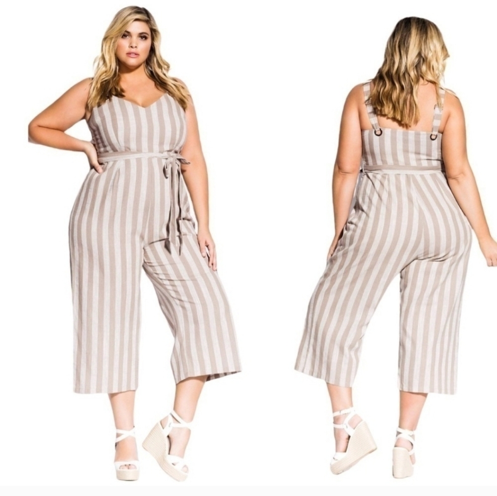City Chic Linen Blend Carmine Jumpsuit, New with Tags